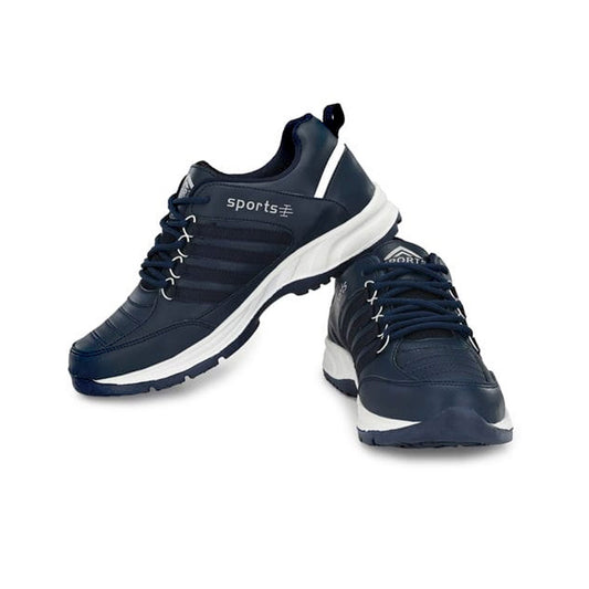 Men's Navy Blue Mesh Lace Up Sports Shoes