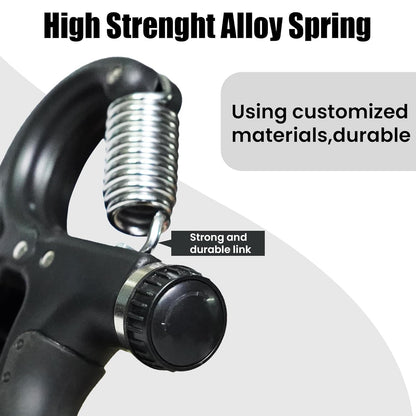 Hand grip with high strength alloy spring on a white background