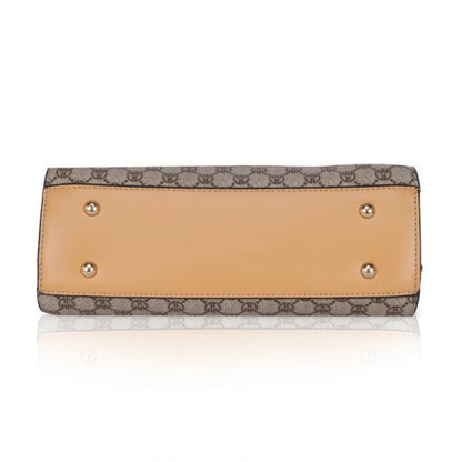 Women's Faux Leather Printed Handbag (Camel) – bottom view