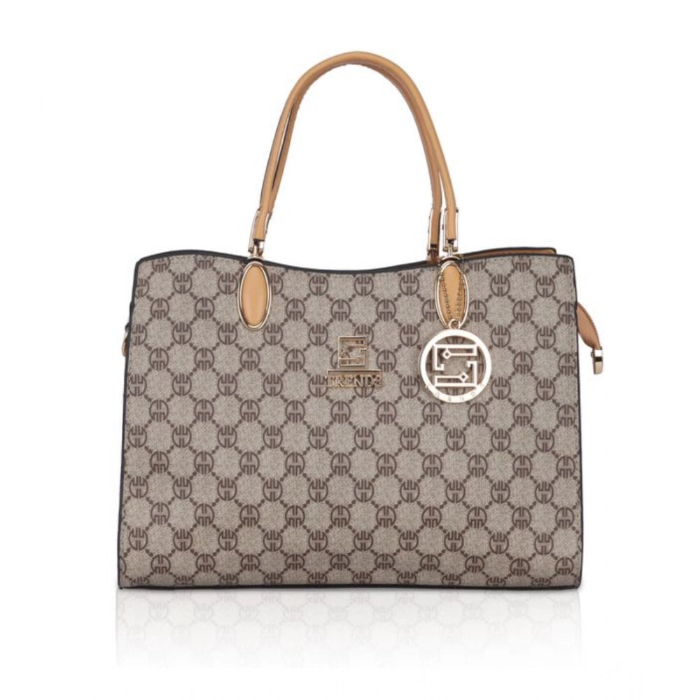 Women's Faux Leather Printed Handbag (Camel) 