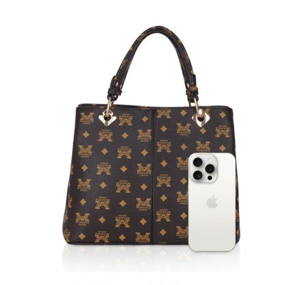 Women's Faux Leather Printed Handheld Bag (Brown )