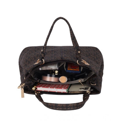 Women's Faux Leather Printed Handheld Bag (Brown)