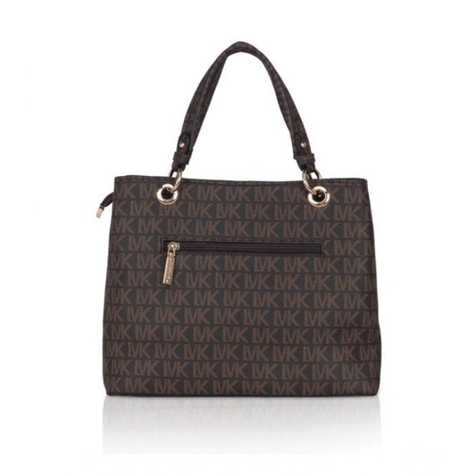 Women's Faux Leather Printed Handheld Bag (Brown)