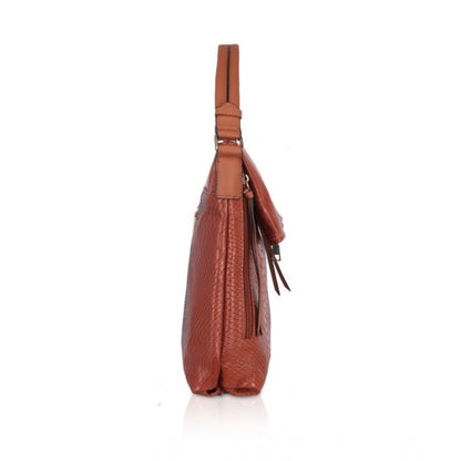 Women's Faux Leather Textured Sling Bag (Brown )