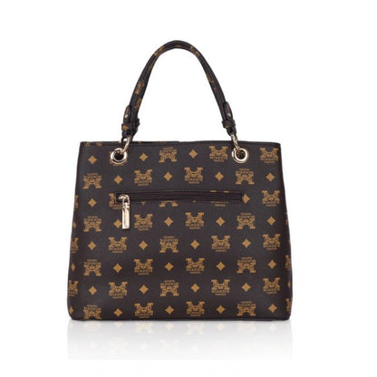 Women's Faux Leather Printed Handheld Bag (Brown )