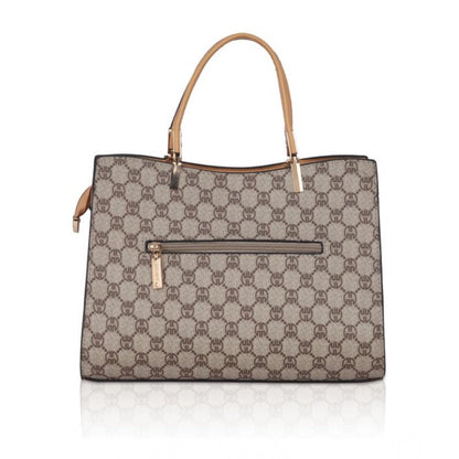 Women's Faux Leather Printed Handbag (Camel) – Stylish & Spacious Tote Bag for Daily Use
