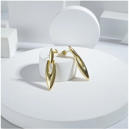 Women's brassNew Gold Tone Polish Mini Office Earrings (Gold Plated)