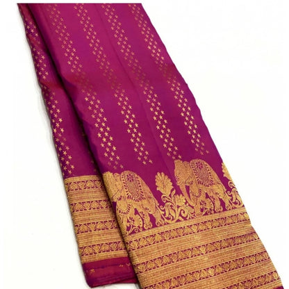 Generic Women's Silk Printed Saree With Unstitched Blouse 5.5Mtr (Rani Pink)