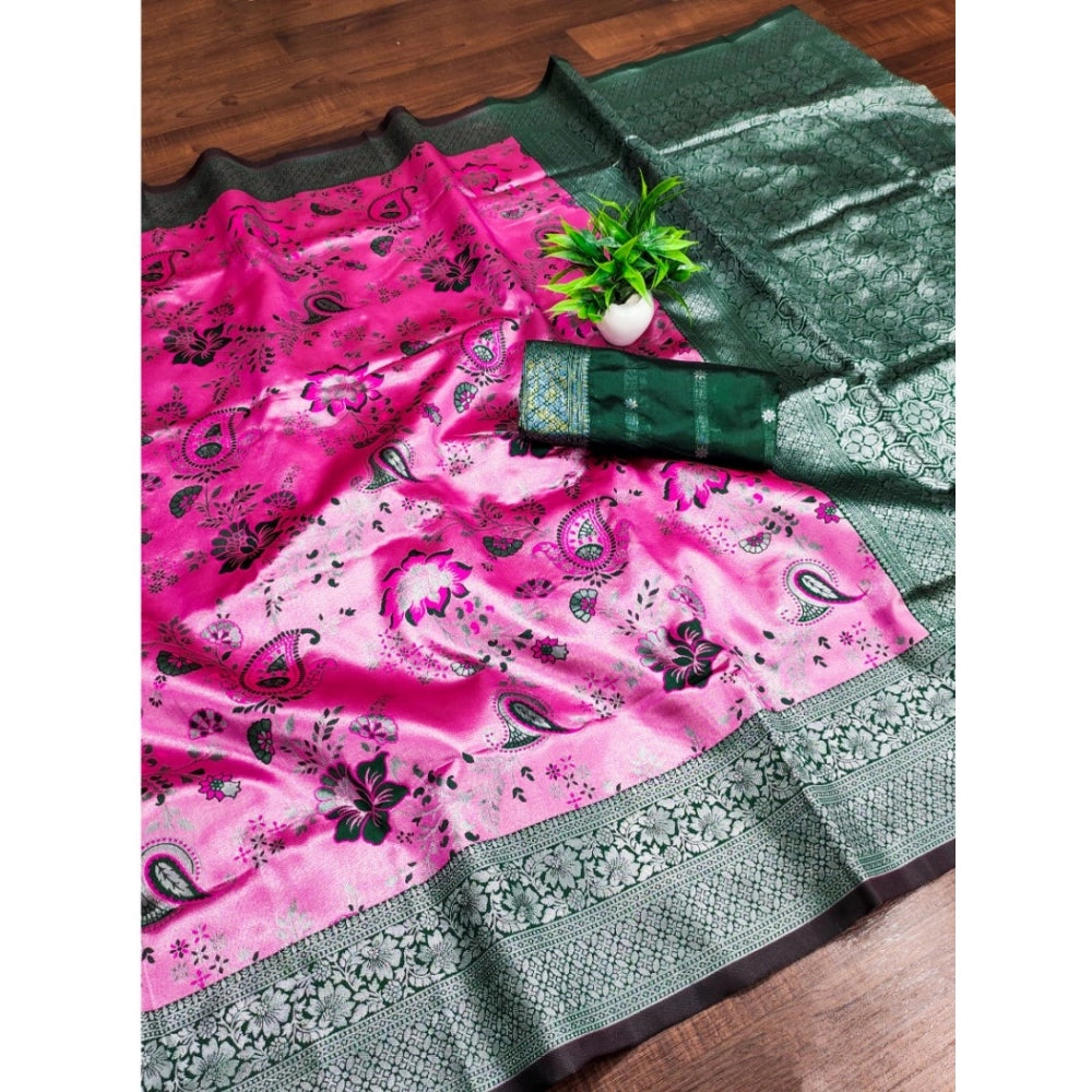 Banarasi Jacquard Printed Saree With Unstitched Blouse