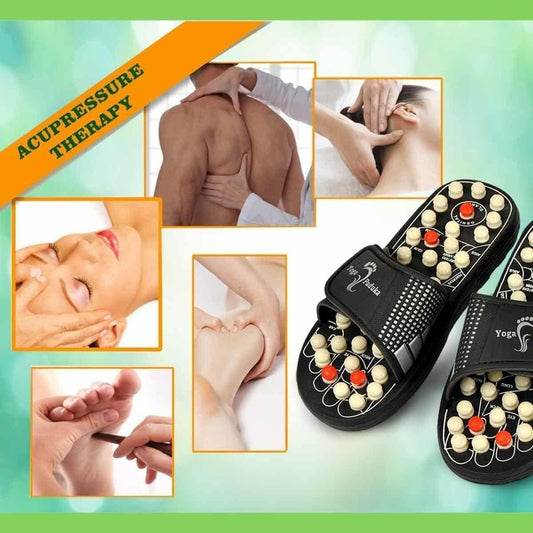 Acupressure therapy slides with images of people receiving therapy