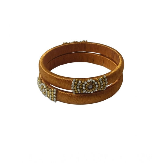 Women’s Plastic Silk Thread Bangles (Light Brown, Size 2.1) – Elegant Ethnic Wear
