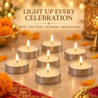 Decorative Wax Tea Light Candles For Diwali Puja And Home Decor (10 Pc Set)
