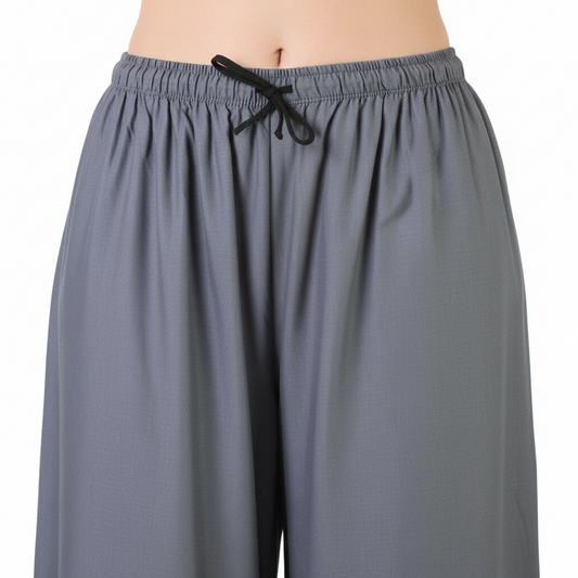 Women's Casual Rayon Solid Ankle Length Palazzo (Grey, Free Size)