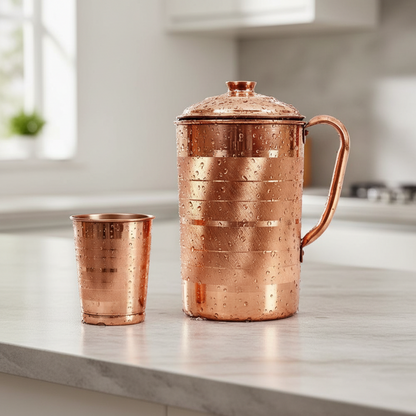 Copper Serving Jug With Glass