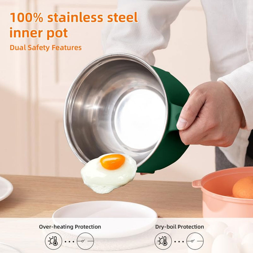 Multipurpose Electric Cooking Pot Kettle with Glass Lid Noodle Maker, Egg Boiler, Vegetable and Rice & Pasta PorridgeTravel Cookers and Steamer