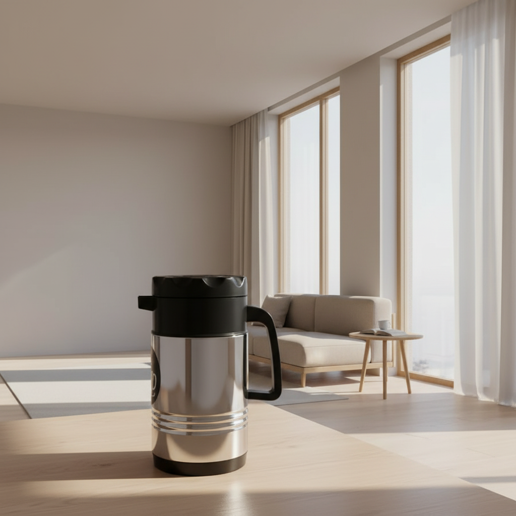 A stainless steel Thermosteel Vacuum Hot and Cold Thermos