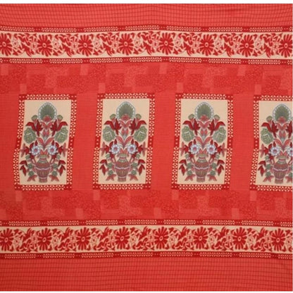 Fleece Floral Printed Double Polar Warm Bedsheet with 2 Pillow Cover (Red)