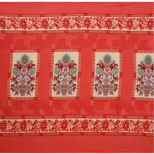 Fleece Floral Printed Double Polar Warm Bedsheet with 2 Pillow Cover (Red)
