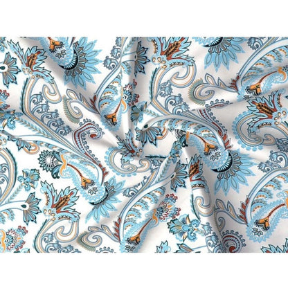 Cotton Blend Floral Printed Double Bedsheet with 2 Pillow Covers (White)