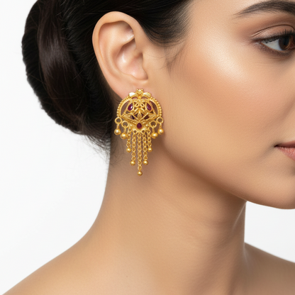 Women's Pack of_2 Brass Gold-Plated Earrings (Gold)