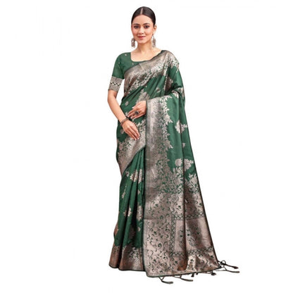 Women's Banarasi Silk Printed Saree With Unstitched Blouse 5.5Mtr