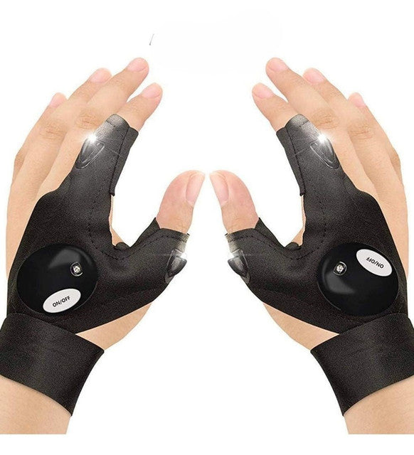 Generic 1 Pair LED Flashlight Gloves (Black)