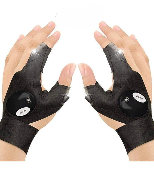 Generic 1 Pair LED Flashlight Gloves (Black)