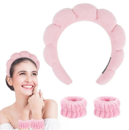 Generic Spa Headband And Wristband Set (Pink)