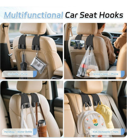 Generic Pack of 2 Leather Car Seat Headrest Hook (Black)