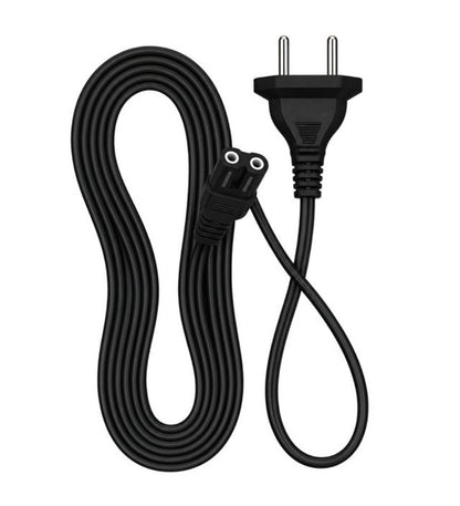 Generic 2Pin Universal AC Power Cord Wire 2.3m (7.5 ft) Compatible with LED TV, Printer, Laptop, PC, Camera (Black)