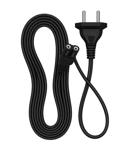 Generic 2Pin Universal AC Power Cord Wire 2.3m (7.5 ft) Compatible with LED TV, Printer, Laptop, PC, Camera (Black)