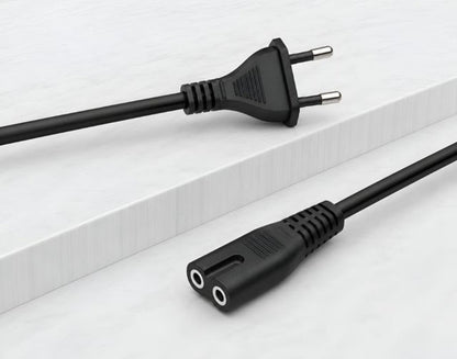 Generic 2Pin Universal AC Power Cord Wire 2.3m (7.5 ft) Compatible with LED TV, Printer, Laptop, PC, Camera (Black)