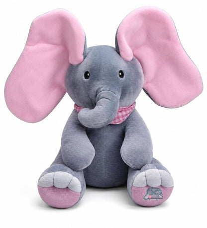 Generic Wool Peek-a-Boo Musical Elephant Plush Toy (Grey-Pink)