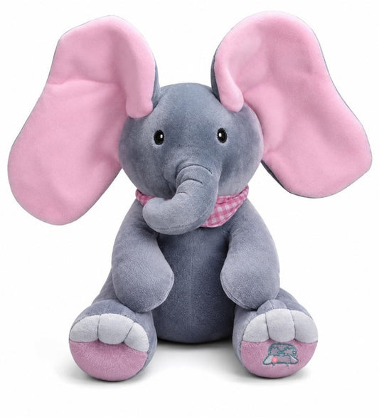 Generic Wool Peek-a-Boo Musical Elephant Plush Toy (Grey-Pink)