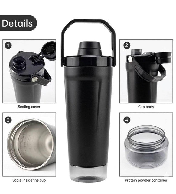 Generic Stainless Steel Gym Water Bottle with Carry Strap (Multicolor)