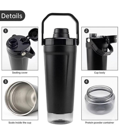 Generic Stainless Steel Gym Water Bottle with Carry Strap (Multicolor)