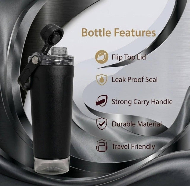 Generic Stainless Steel Gym Water Bottle with Carry Strap (Multicolor)