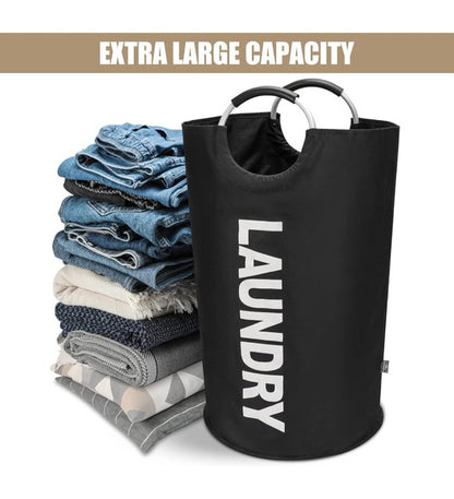 Generic Polyester 90 L Laundry Basket for Clothes Storage Bag (Black)