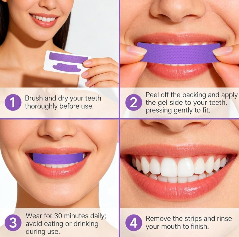 Generic Fluoride Free Teeth Whitening Strips 7 Pieces Set (Purple)
