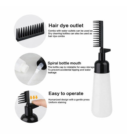 Generic Plastic Root Comb Hair Dye Applicator Bottle (Black)