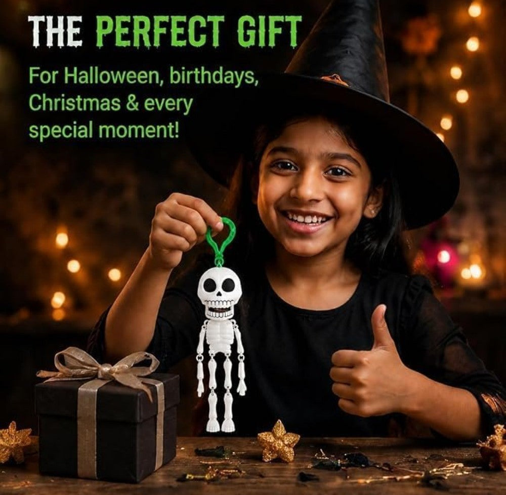 Generic Plastic Skeleton Keychain (White-Green)