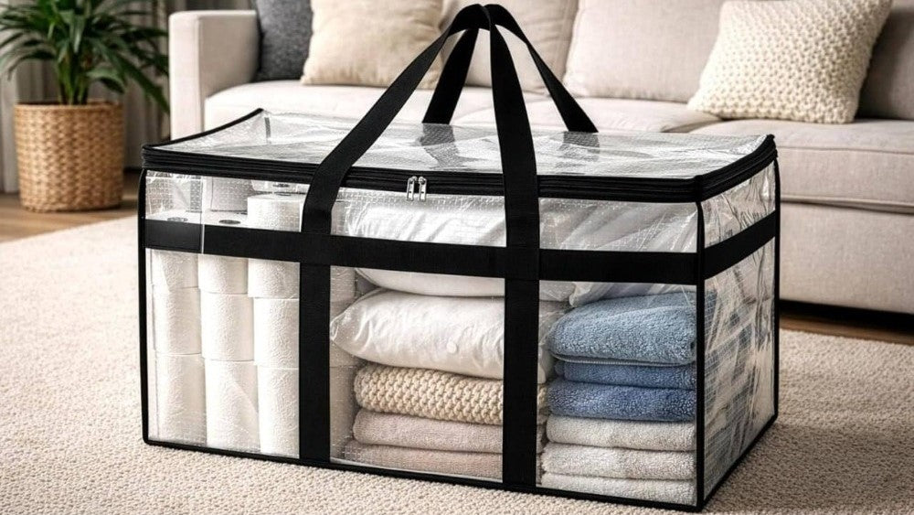 Generic Acrylic Transparent Storage Bag with Zip & Handle (Transparent)
