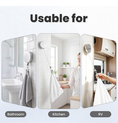 Generic Stainless Steel Retractable Dish Towel Holder Clips (Silver)