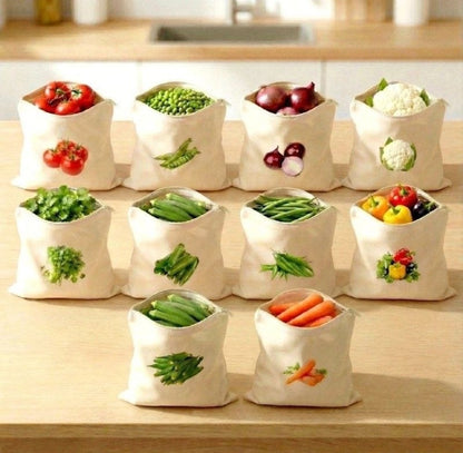 Generic Cotton Vegetable Bag Size 12*12 - 10 Pieces Set (Beige)