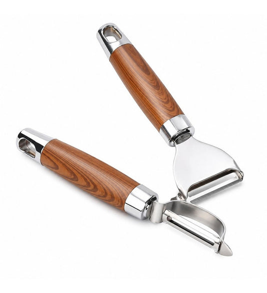 Generic Stainless Steel-Wood 2 pieces set Vegetable Peeler Sets (Silver)