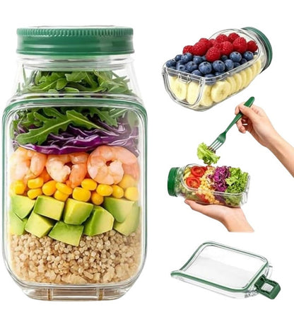 Generic Plastic Salad Container With Dressing Cup (Green)