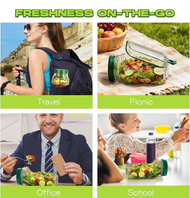 Generic Plastic Salad Container With Dressing Cup (Green)