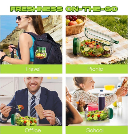 Generic Plastic Salad Container With Dressing Cup (Green)