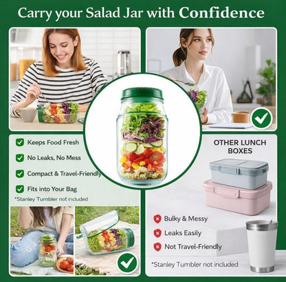 Generic Plastic Salad Container With Dressing Cup (Green)