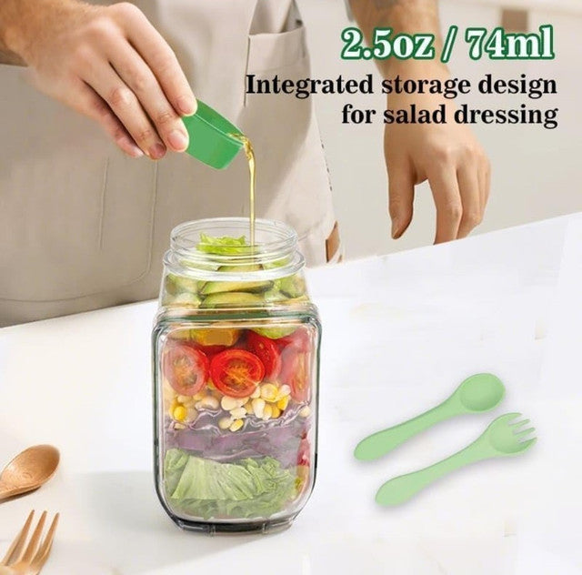 Generic Plastic Salad Container With Dressing Cup (Green)